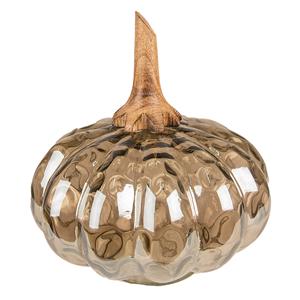 Clayre & Eef Decoratie Pompoen 23 Cm Bruin Groen Glas Decoratief Figuur Decoratieve Accessoires Woonaccessoires Bruin