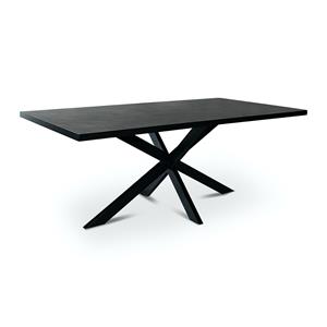 Stalux Eettafel Gijs zwart / lederlook bruin