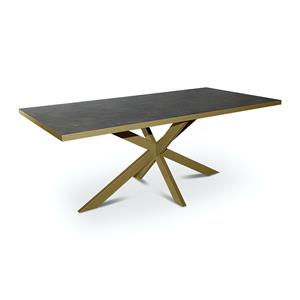 Stalux Eettafel Gijs goud / lederlook bruin