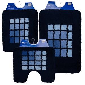 Wicotex badmatset-badmat-toiletmat-bidetmat Blauwe Rand Blauw