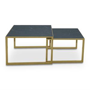 STALUX Salontafel Lisa set van 2 stuks - goud / zwart marmer