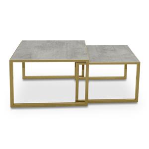 STALUX Salontafel Lisa set van 2 stuks - goud / beton