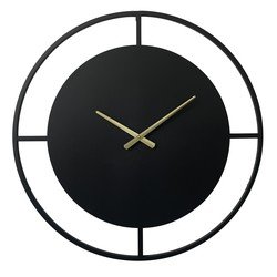 Lw Collection Wandklok Danial zwart goud 80cm - Wandklok modern - Stil uurwerk - Industriële wandklok