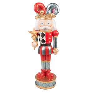 Clayre & Eef Beeld Harlekijn 38 Cm Rood Blauw Kunststof Kerstdecoratie Beeld Decoratie Decoratieve Accessoires Rood