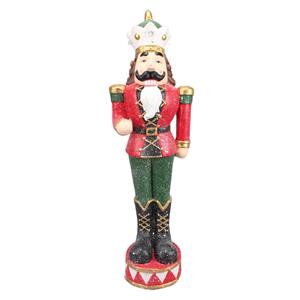 Clayre & Eef Beeld Notenkraker 89 Cm Rood Groen Kunststof Kerstdecoratie Beeld Decoratie Decoratieve Accessoires Rood