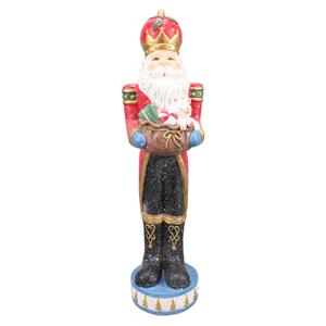 Clayre & Eef Beeld Kerstman 82 Cm Rood Blauw Kunststof Kerstdecoratie Beeld Decoratie Decoratieve Accessoires Blauw