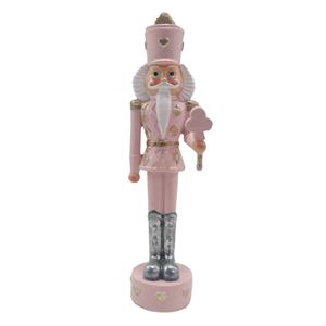 Clayre & Eef Beeld Notenkraker 17 Cm Roze Wit Kunststof Kerstdecoratie Beeld Decoratie Decoratieve Accessoires Roze