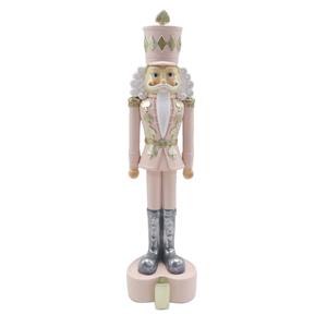 Clayre & Eef Beeld Notenkraker 24 Cm Roze Wit Kunststof Kerstdecoratie Beeld Decoratie Decoratieve Accessoires Roze