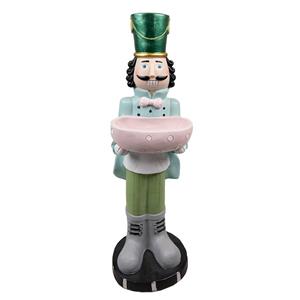 Clayre & Eef Beeld Notenkraker 79 Cm Groen Blauw Kunststof Kerstdecoratie Decoratieve Accessoires Kerstdecoratie Voor