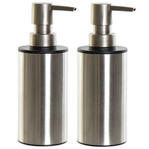 Items 2x stuks zeeppompjes/zeepdispensers zilver RVS 300 ml -