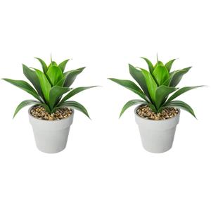 Atmosphera Set Van 2x Stuks  Aloe Vera Kunstplanten In Pot Van Cement 34 Cm - Kunstplanten