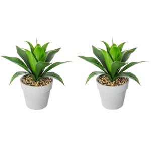 Atmosphera Set Van 2x Stuks  Aloe Vera Kunstplanten In Pot Van Cement 34 Cm - Kunstplanten