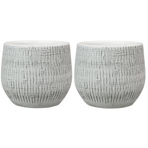 Steege 2x Stuks Plantenpotten/bloempotten In Een Strakke Modern Design Look Wit/zwart Dia 15 Cm En Hoogte 1 - Plantenpotten