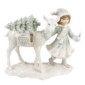 Clayre & Eef Beeld Kind 18 Cm Wit Kunststof Kerstdecoratie Beeld Decoratie Decoratieve Accessoires Wit Kerstdecoratie