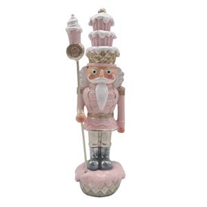 Clayre & Eef Beeld Notenkraker 16 Cm Roze Kunststof Kerstdecoratie Beeld Decoratie Decoratieve Accessoires Roze