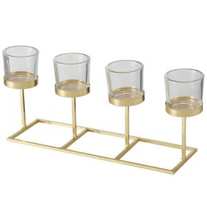 Deco by Boltze Metalen Design Kaarsenhouder Champagne Goud 33 X 11 X 16 Cm - Waxinelichtjeshouders