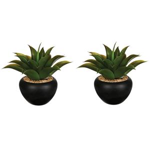 Atmosphera Set Van 2x Stuks  Aloe Vera Kunstplanten In Keramische Pot 37 Cm - Kunstplanten