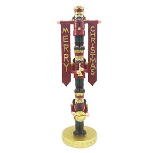 Clayre & Eef Beeld Notenkraker 30 Cm Rood Goudkleurig Kunststof Merry Christmas Kerstdecoratie Beeld Decoratie