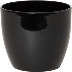 Floran Plantenpot/bloempot Voor Binnen Keramiek Glans Zwart H25 X D28 Cm - Plantenpotten