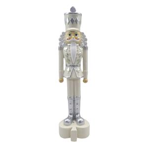 Clayre & Eef Beeld Notenkraker 35 Cm Beige Zilverkleurig Kunststof Kerstdecoratie Beeld Decoratie Decoratieve