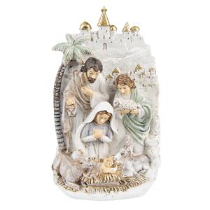 Clayre & Eef Beeld Kerstgroep 25 Cm Beige Kunststof Kerstdecoratie Beeld Decoratie Decoratieve Accessoires Beige