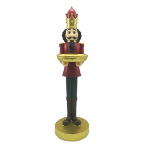 Clayre & Eef Beeld Notenkraker 40 Cm Rood Zwart Kunststof Kerstdecoratie Beeld Decoratie Decoratieve Accessoires Rood