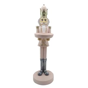 Clayre & Eef Beeld Notenkraker 40 Cm Roze Kunststof Kerstdecoratie Beeld Decoratie Decoratieve Accessoires Roze