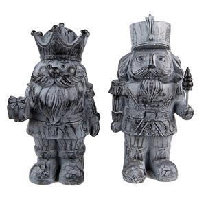Clayre & Eef Beeld Notenkraker 21 Cm Grijs Kunststof Kerstdecoratie Beeld Decoratie Decoratieve Accessoires Grijs
