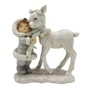 Clayre & Eef Beeld Kind 13 Cm Wit Kunststof Kerstdecoratie Beeld Decoratie Decoratieve Accessoires Wit Kerstdecoratie