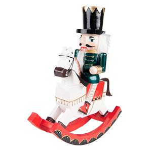 Clayre & Eef Beeld Notenkraker 29 Cm Wit Groen Kunststof Kerstdecoratie Beeld Decoratie Decoratieve Accessoires Wit
