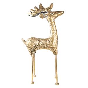 Clayre & Eef Beeld Rendier 73 Cm Goudkleurig Metaal Kerstdecoratie Beeld Decoratie Decoratieve Accessoires Goudkleurig