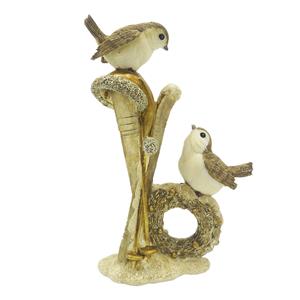 Clayre & Eef Beeld Vogels 18 Cm Goudkleurig Kunststof Woonaccessoires Decoratieve Accessoires Goudkleurig