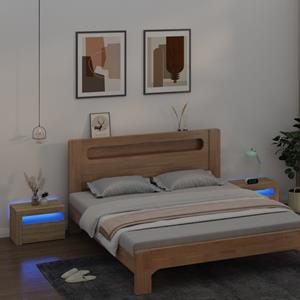 VidaXL Nachtkastjes 2 St Met LED's 60x35x40 Cm Sonoma Eikenkleurig