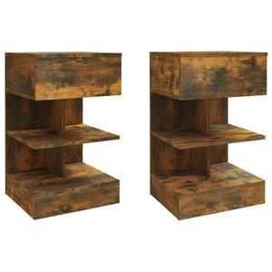 VidaXL Nachtkastjes 2 St 40x35x65 Cm Bewerkt Hout Gerookt Eikenkleurig
