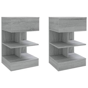 VidaXL Nachtkastjes 2 St 40x35x65 Cm Bewerkt Hout Grijs Sonoma Eiken