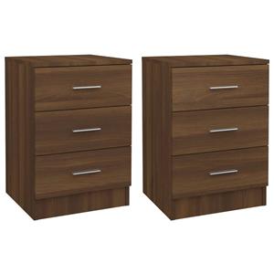 VidaXL Nachtkastjes 2 St 38x35x56 Cm Bewerkt Hout Bruineikenkleurig