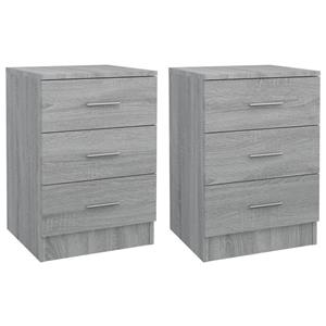 VidaXL Nachtkastjes 2 St 38x35x56 Cm Bewerkt Hout Grijs Sonoma Eiken