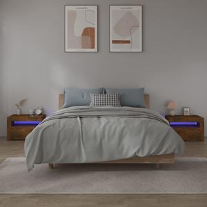 vidaxl Nachtkastjes 2 st met LED's 60x35x40 cm gerookt eikenkleurig