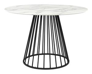 ZILT Ronde Eettafel Jalil Marmerlook, 104cm - Zwart