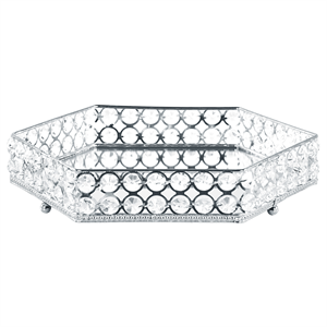 BELIANI Decoratief dienblad glas / ijzer zeshoekig spiegeleffect zilver VATAN