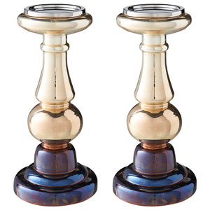 BELIANI Kandelaar set van 2 glas goud 30 cm IMARTI