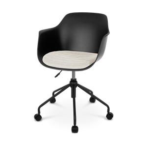 Nolon Nout bureaustoel zwart met armleuningen en beige zitkussen - zwart onderstel