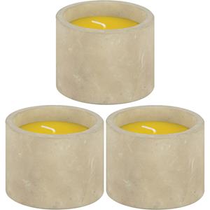 Fancy Flames 5x Geurkaarsen citronella tegen muggen in betonnen houder 8,5 x 7 cm 10 branduren -