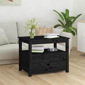 VidaXL Salontafel 71x49x55 cm massief grenenhout zwart