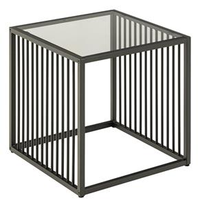 ACTONA GROUP Couchtisch "Strington Beistelltisch", Ecktisch, schwarzer Marmoroptik, vertikalen Metalllamellen, H: 63 cm