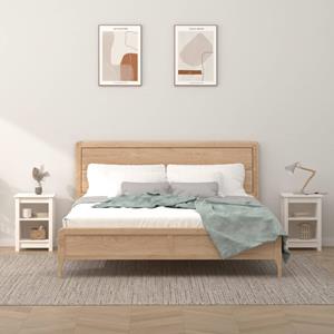 VidaXL Nachtkastjes 2 St 40x35x55 Cm Massief Grenenhout Wit