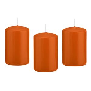 Trend Candles 8x Oranje Cilinderkaarsen/stompkaarsen 5 X 8 Cm 18 Branduren tompkaarsen