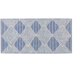 BELIANI Wollen vloerkleed 80 x 150 cm lichtbeige en blauw DATCA