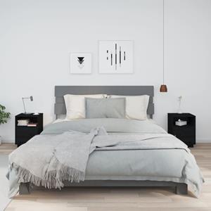VidaXL Nachtkastjes 2 St 40x34x55 Cm Massief Grenenhout Zwart
