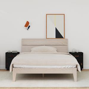 VidaXL Nachtkastjes 2 St 40x34x55 Cm Massief Grenenhout Zwart